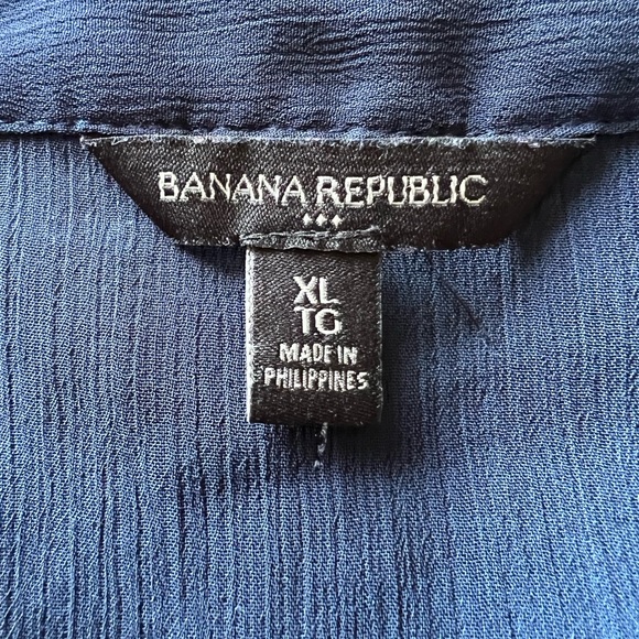 Banana Republic navy size XL Sheer Embroidered Blouse - Picture 6 of 9